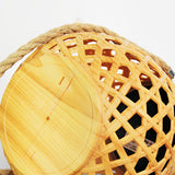 Rustic Bamboo Style LED Solar Outdoor Lantern with USB Charging Port for Garden and Patio