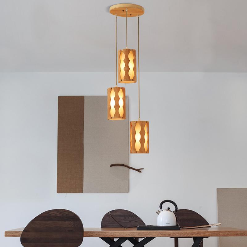 Rustic Bamboo Weave Pendant Light Fixture with Unique Squiggly Pattern for Boho Living Spaces