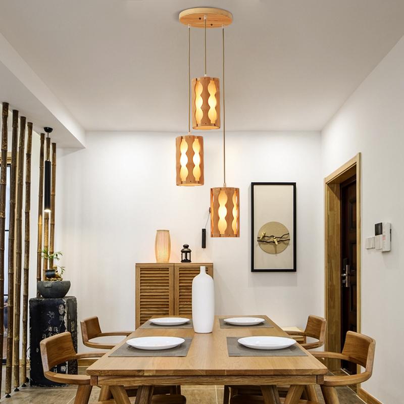Rustic Bamboo Weave Pendant Light Fixture with Unique Squiggly Pattern for Boho Living Spaces