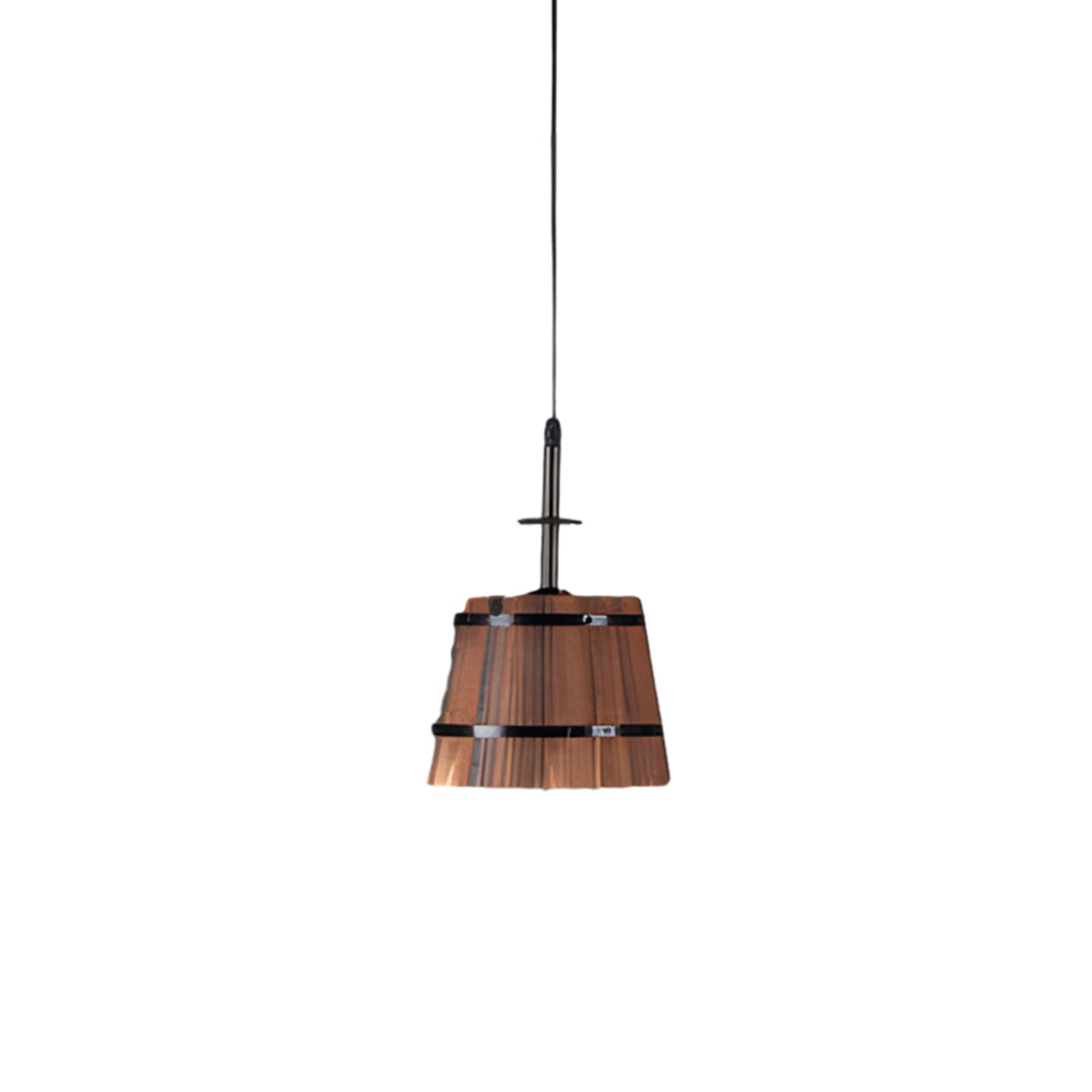 Rustic Industrial Wood Bucket Pendant Lighting for Vintage Restaurant Bar and Cafe