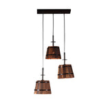 Rustic Industrial Wood Bucket Pendant Lighting for Vintage Restaurant Bar and Cafe