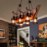 Rustic Industrial Wood Chandelier Nautical Farmhouse Hanging Ceiling Light