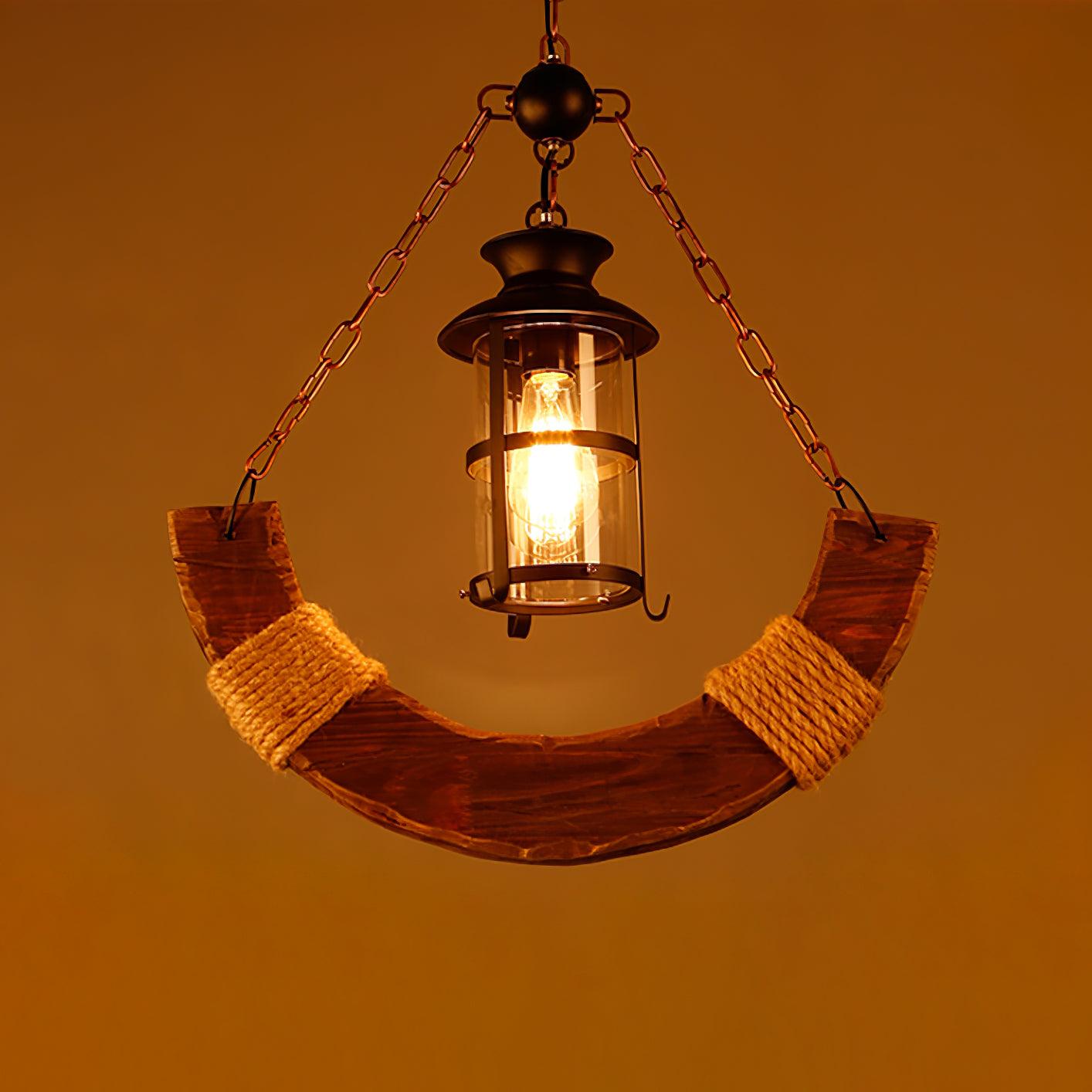 Rustic Industrial Wood Chandelier Nautical Farmhouse Hanging Ceiling Light