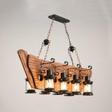 Rustic Industrial Wood Chandelier Nautical Farmhouse Hanging Ceiling Light