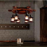 Rustic Industrial Wood Chandelier Nautical Farmhouse Hanging Ceiling Light