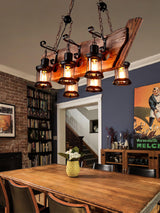 Rustic Industrial Wood Chandelier Nautical Farmhouse Hanging Ceiling Light