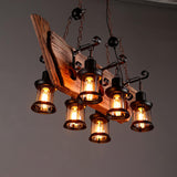 Rustic Industrial Wood Chandelier Nautical Farmhouse Hanging Ceiling Light