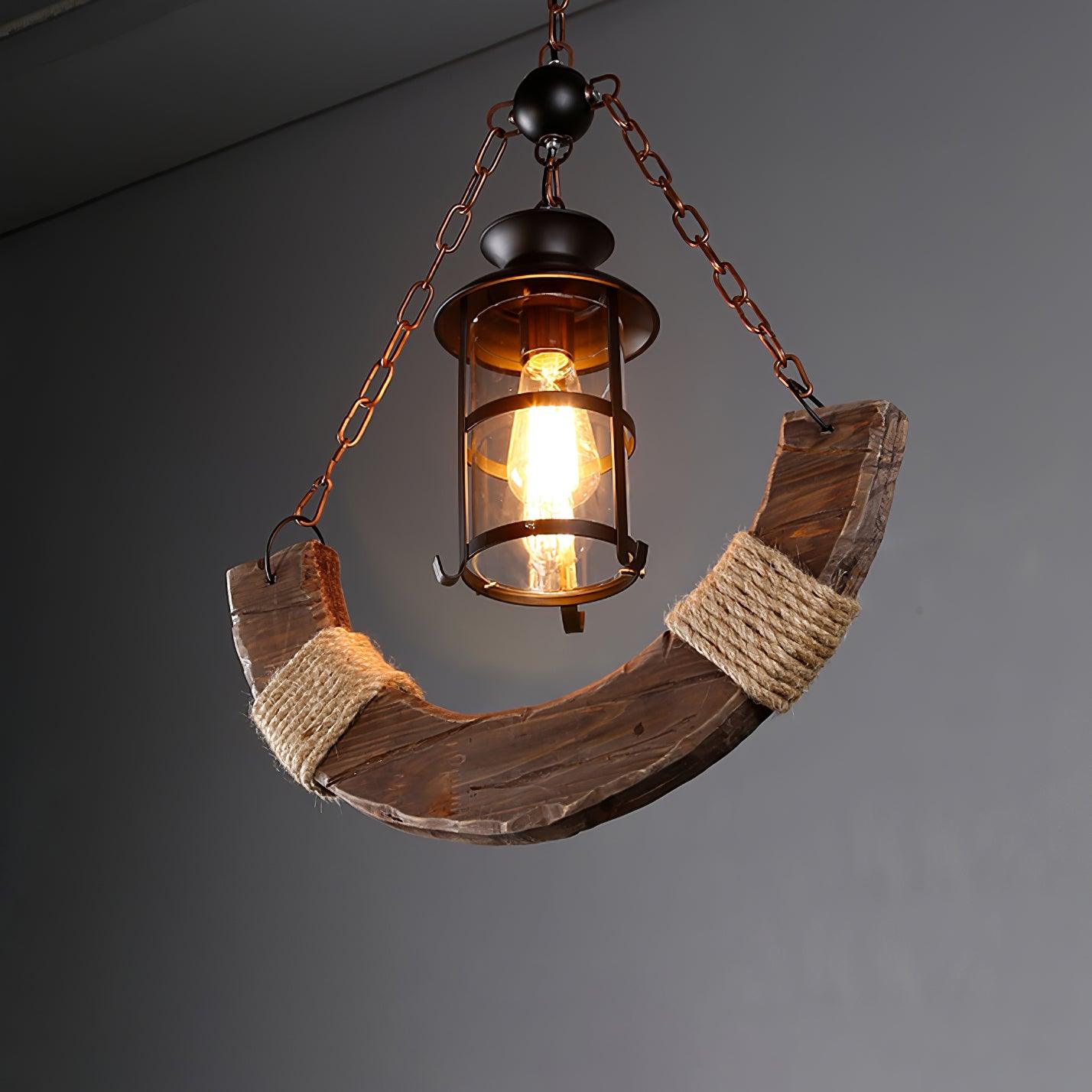 Rustic Industrial Wood Chandelier Nautical Farmhouse Hanging Ceiling Light