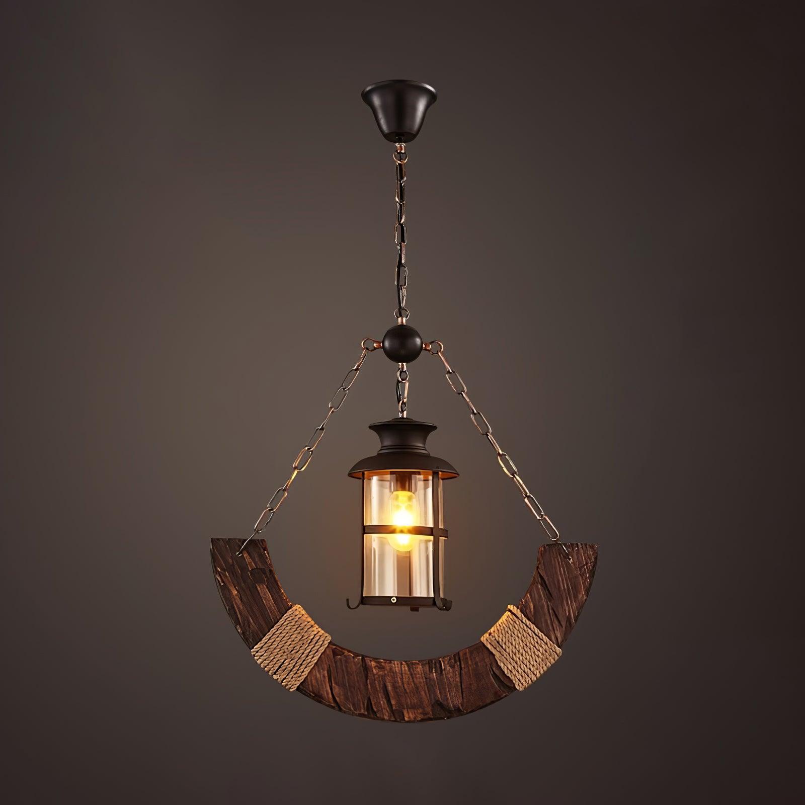 Rustic Industrial Wood Chandelier Nautical Farmhouse Hanging Ceiling Light