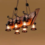 Rustic Industrial Wood Chandelier Nautical Farmhouse Hanging Ceiling Light