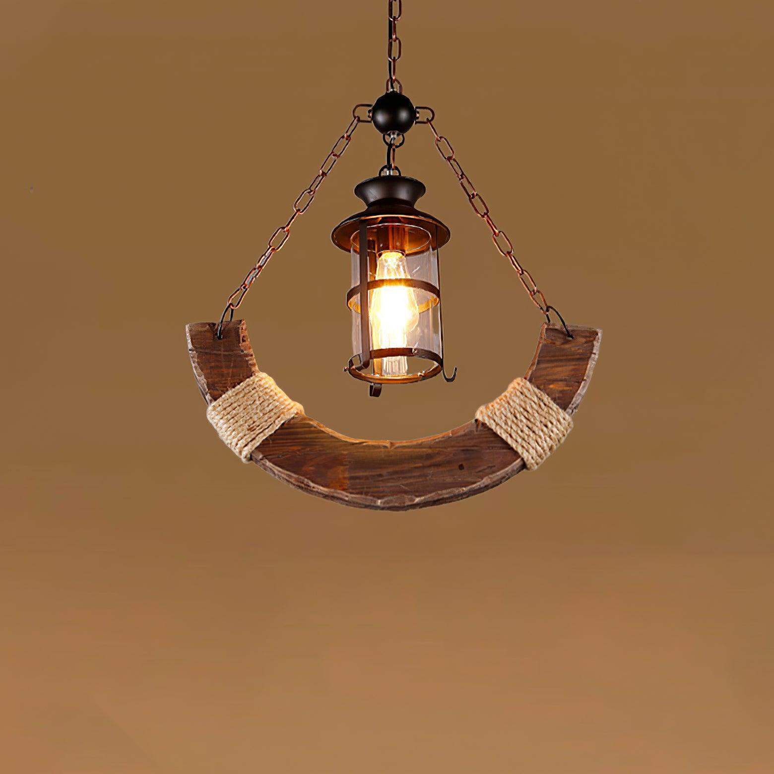 Rustic Industrial Wood Chandelier Nautical Farmhouse Hanging Ceiling Light