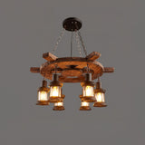 Rustic Industrial Wood Chandelier Nautical Farmhouse Hanging Ceiling Light