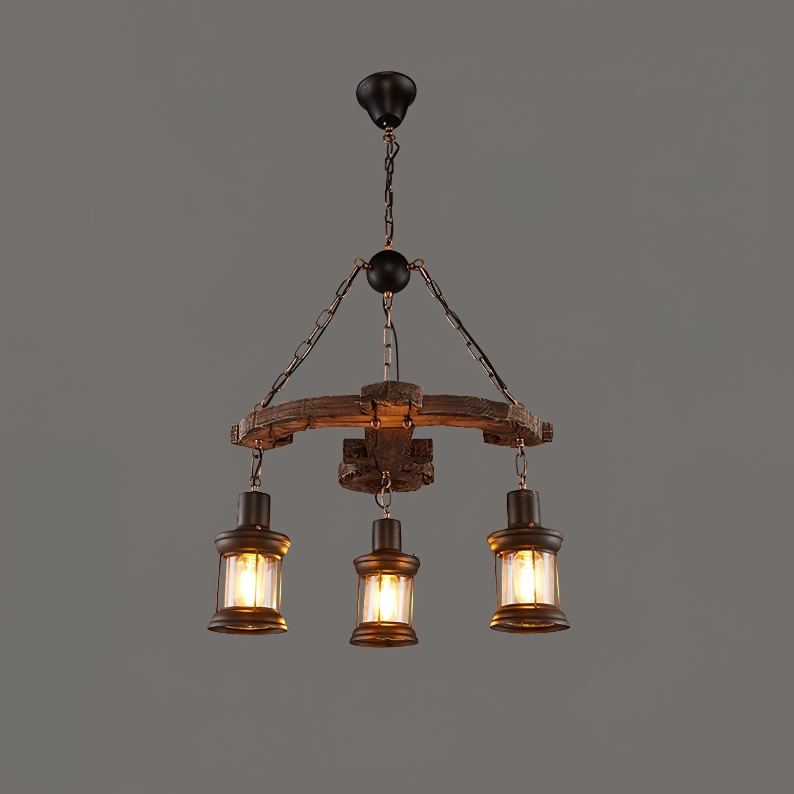 Rustic Industrial Wood Chandelier Nautical Farmhouse Hanging Ceiling Light