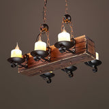 Rustic Industrial Wood Chandelier Nautical Farmhouse Hanging Ceiling Light