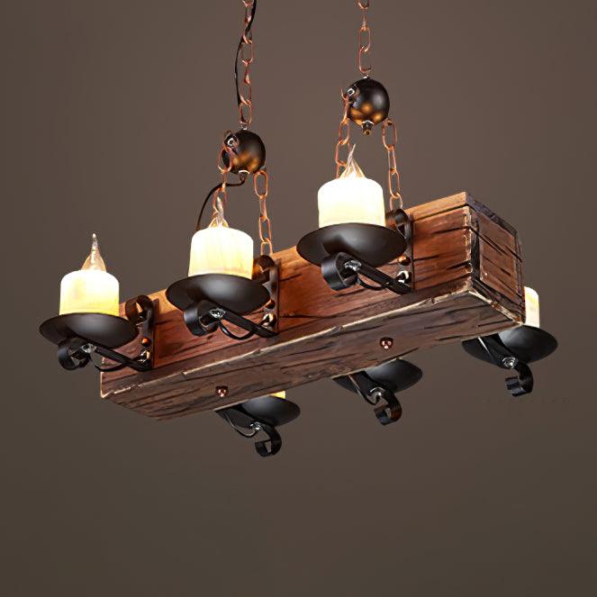 Rustic Industrial Wood Chandelier Nautical Farmhouse Hanging Ceiling Light