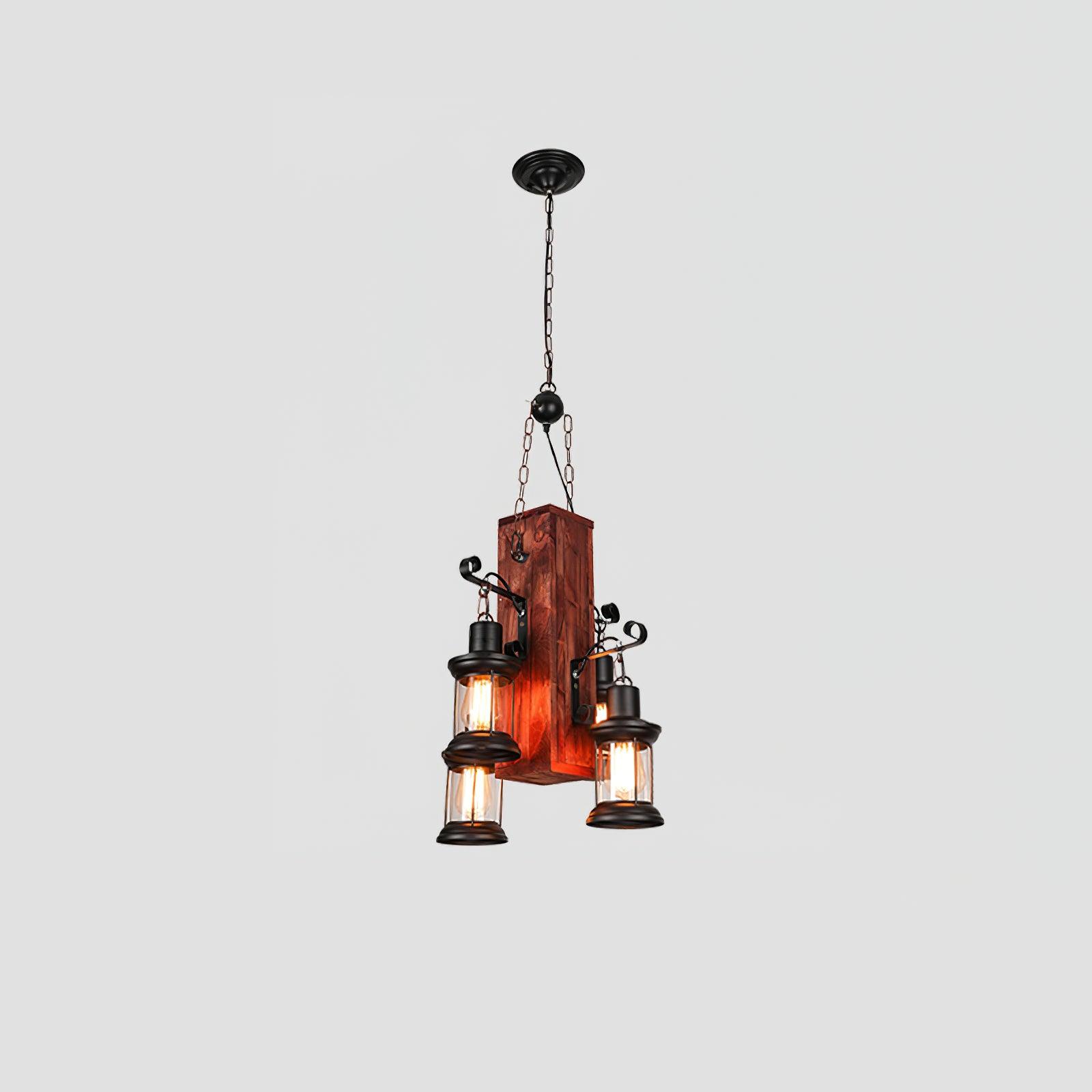 Rustic Industrial Wood Chandelier Nautical Farmhouse Hanging Ceiling Light
