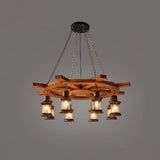 Rustic Industrial Wood Chandelier Nautical Farmhouse Hanging Ceiling Light