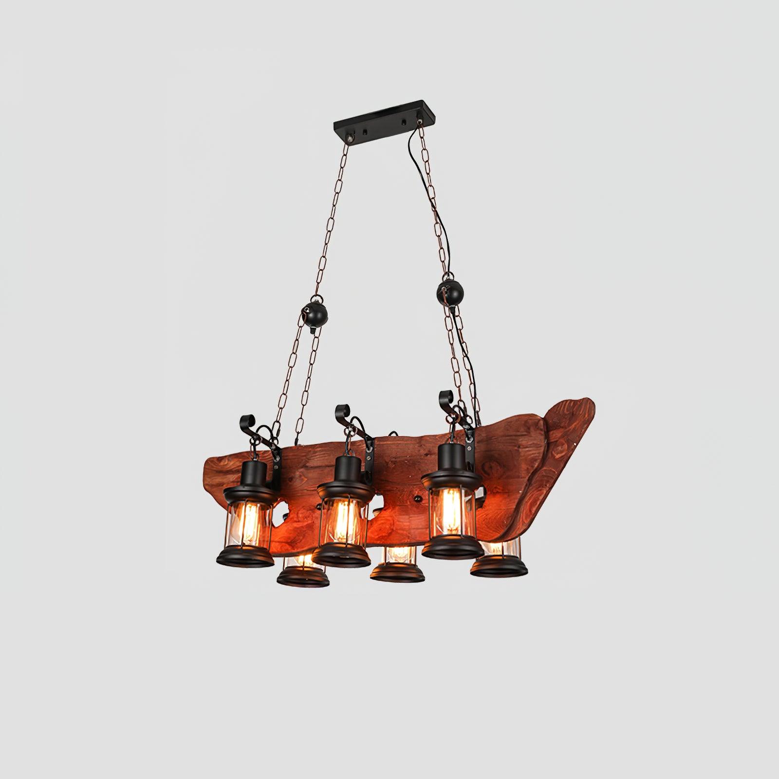 Rustic Industrial Wood Chandelier Nautical Farmhouse Hanging Ceiling Light