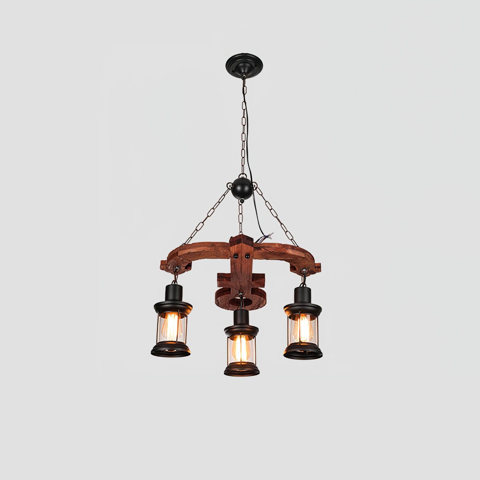Rustic Industrial Wood Chandelier Nautical Farmhouse Hanging Ceiling Light
