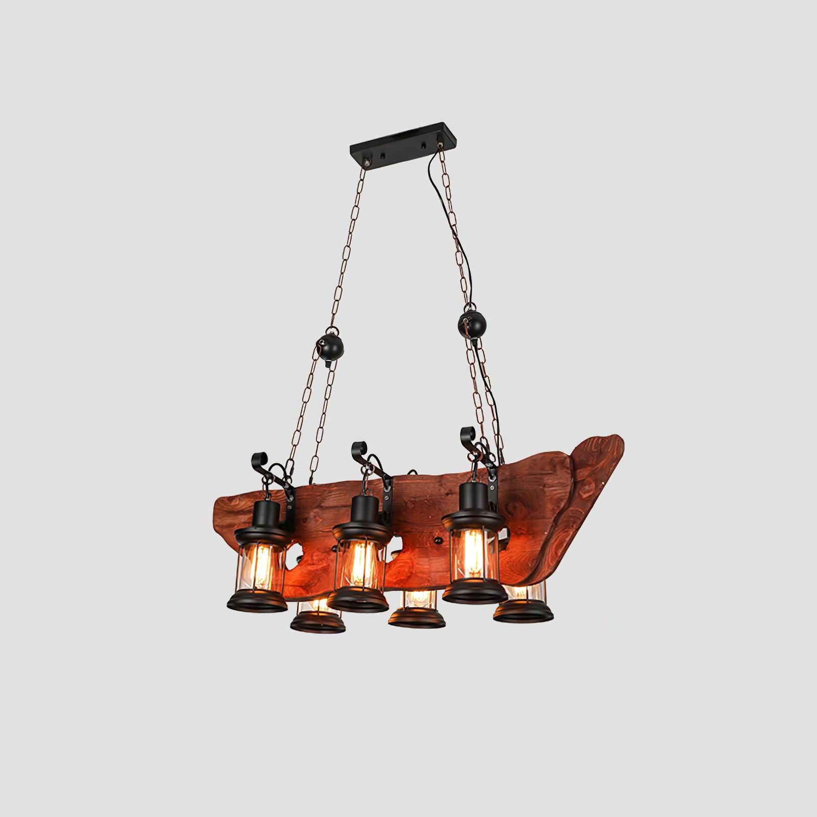 Rustic Industrial Wood Chandelier Nautical Farmhouse Hanging Ceiling Light