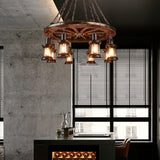 Rustic Industrial Wood Chandelier Nautical Farmhouse Hanging Ceiling Light