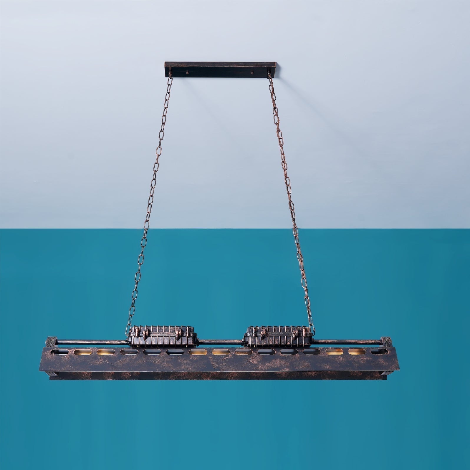 Rustic Iron Box Cage Chandelier Vintage Industrial Steampunk Hanging Light