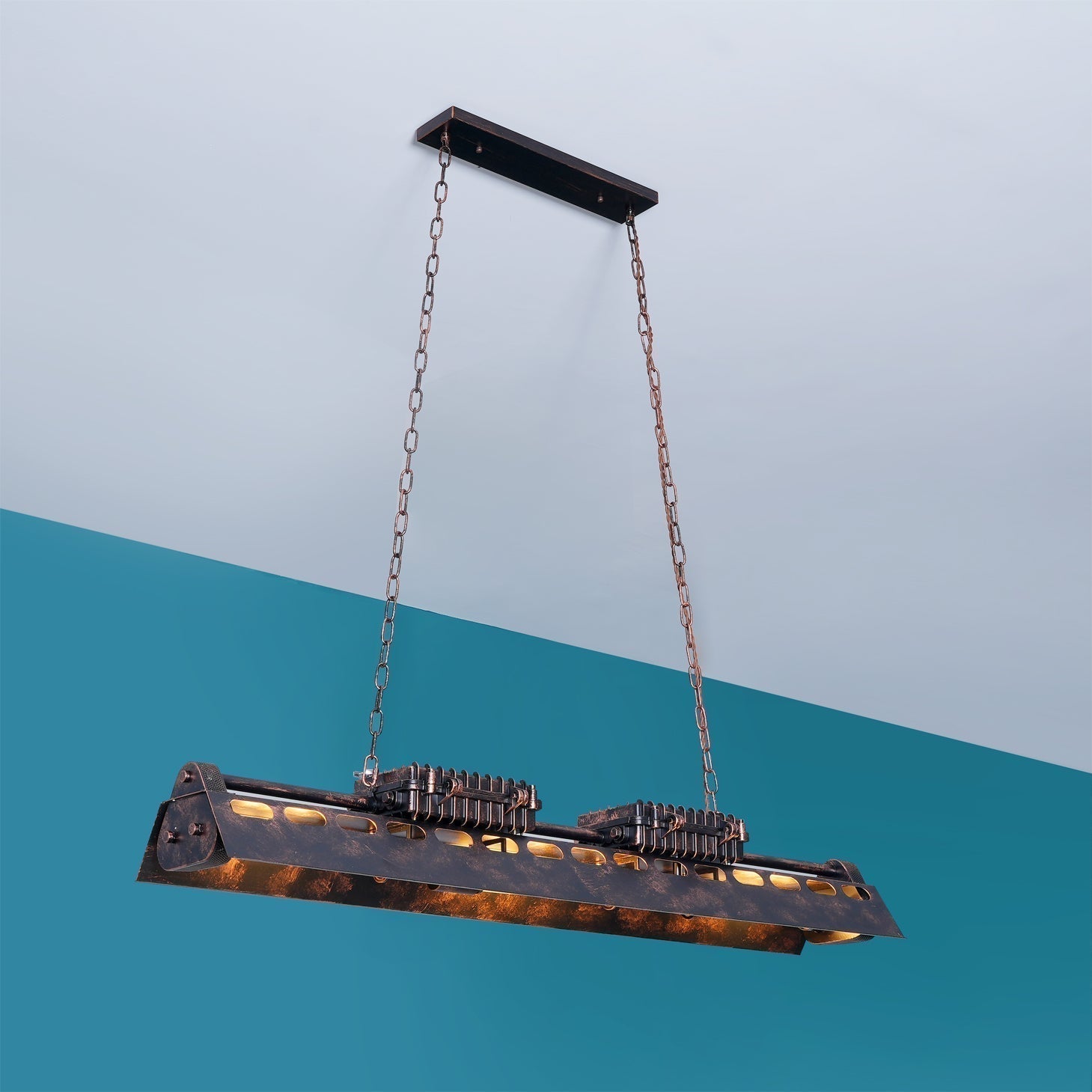 Rustic Iron Box Cage Chandelier Vintage Industrial Steampunk Hanging Light