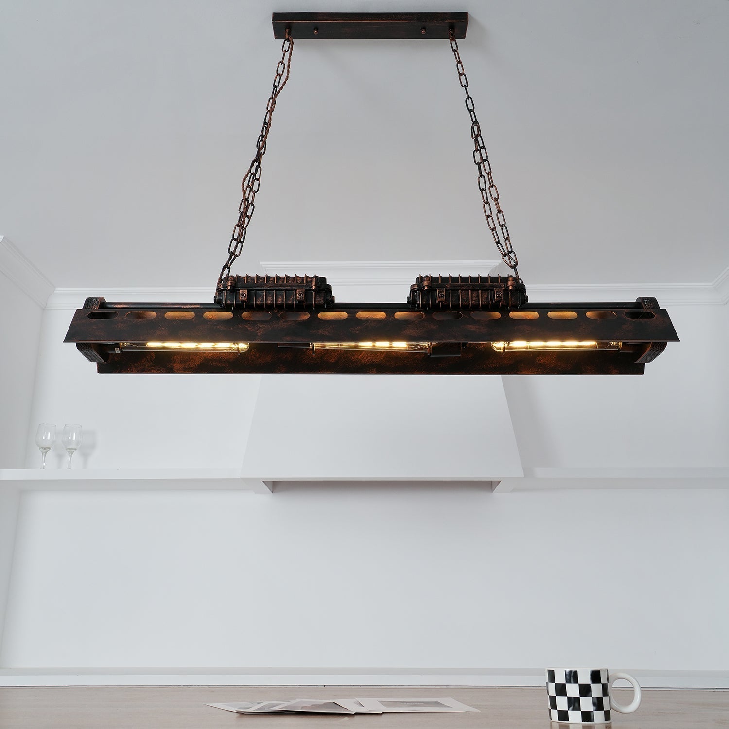 Rustic Iron Box Cage Chandelier Vintage Industrial Steampunk Hanging Light