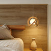 Rustic Modern Japanese Wabi Sabi Wood Glass LED Pendant Light for Minimalist Home Decor
