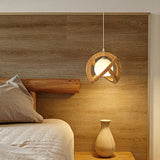 Rustic Modern Japanese Wabi Sabi Wood Glass LED Pendant Light for Minimalist Home Decor