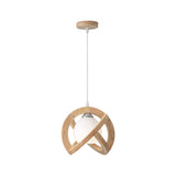 Rustic Modern Japanese Wabi Sabi Wood Glass LED Pendant Light for Minimalist Home Decor
