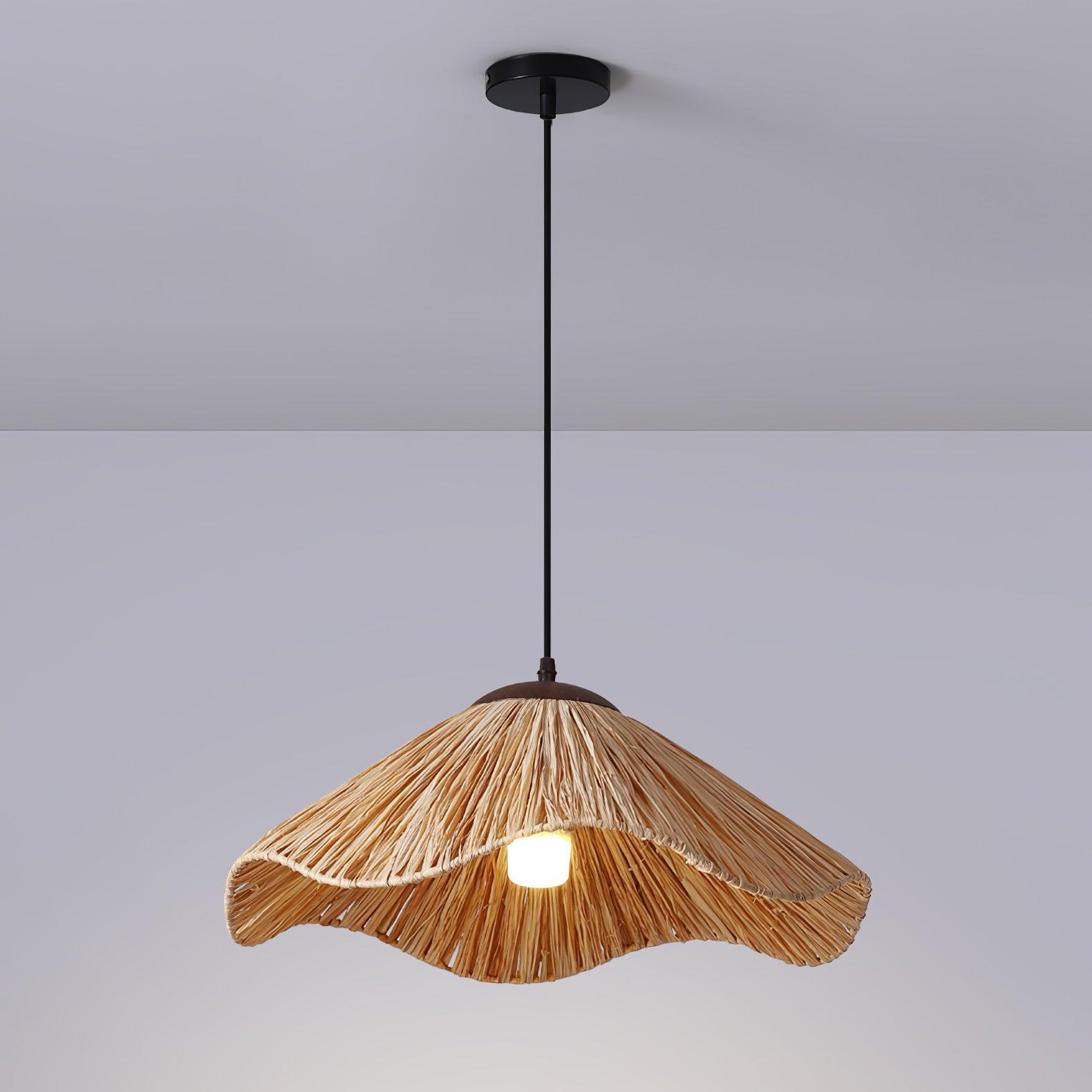 Rustic Natural Straw Handwoven Pendant Light for Coastal and Boho Home Decor