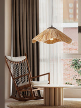 Rustic Natural Straw Handwoven Pendant Light for Coastal and Boho Home Decor