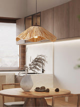 Rustic Natural Straw Handwoven Pendant Light for Coastal and Boho Home Decor