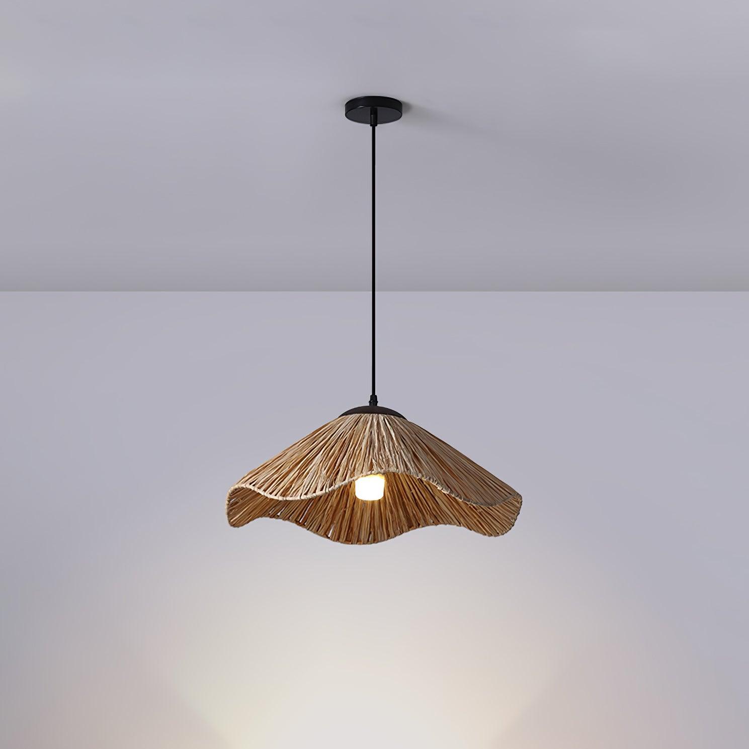 Rustic Natural Straw Handwoven Pendant Light for Coastal and Boho Home Decor