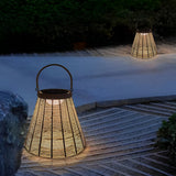 Rustic Rattan Solar Outdoor Lantern Decorative Waterproof LED Lamp for Camping Garden and Terrace
