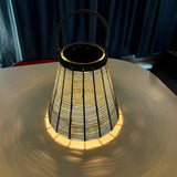 Rustic Rattan Solar Outdoor Lantern Decorative Waterproof LED Lamp for Camping Garden and Terrace