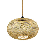 Rustic Round Bamboo Rattan Pendant Light Handmade Woven Hanging Chandelier
