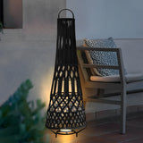 Rustic Tribal Outdoor Floor Lamp Waterproof Black Metal Light for Garden and Patio