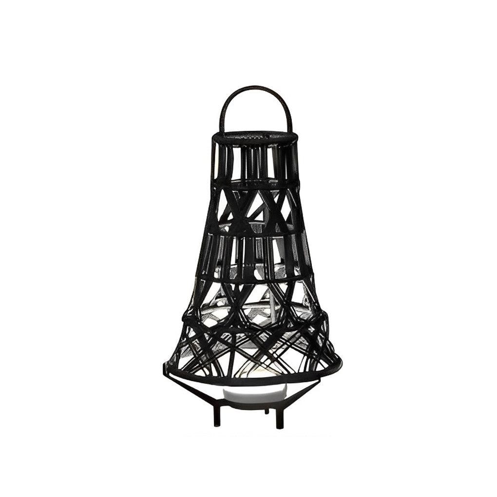 Rustic Tribal Outdoor Floor Lamp Waterproof Black Metal Light for Garden and Patio