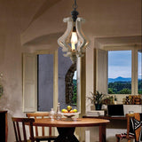 Rustic Wood and Metal Pendant Light Vintage Farmhouse Droplight Chandelier