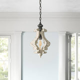 Rustic Wood and Metal Pendant Light Vintage Farmhouse Droplight Chandelier