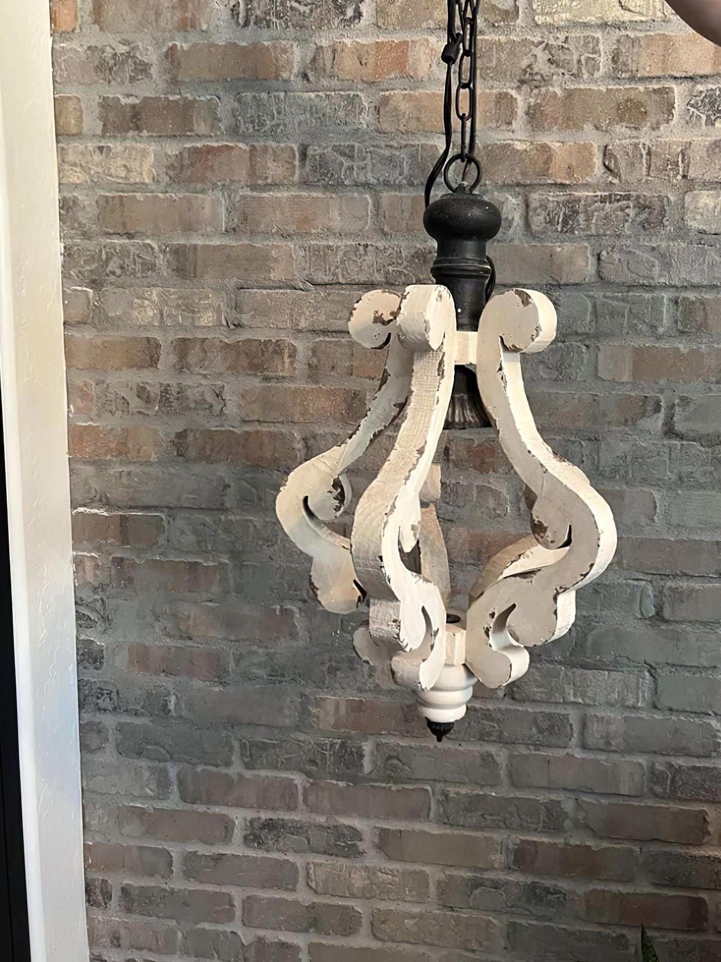 Rustic Wood and Metal Pendant Light Vintage Farmhouse Droplight Chandelier