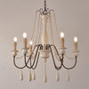Rustic Wooden Bead Candle Style Gasolier Chandelier for Farmhouse Living Rooms