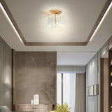 Modern Crystal LED Flush Mount Ceiling Light Industrial Metal Lamp for Hallway