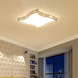 Modern Square Waved Crystal LED Flush Mount Ceiling Light for Contemporary Bedrooms and Nurseries