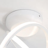 Modern Geometric Interlocking Ring LED Ceiling Light Black Flush Mount Fixture for Bedroom