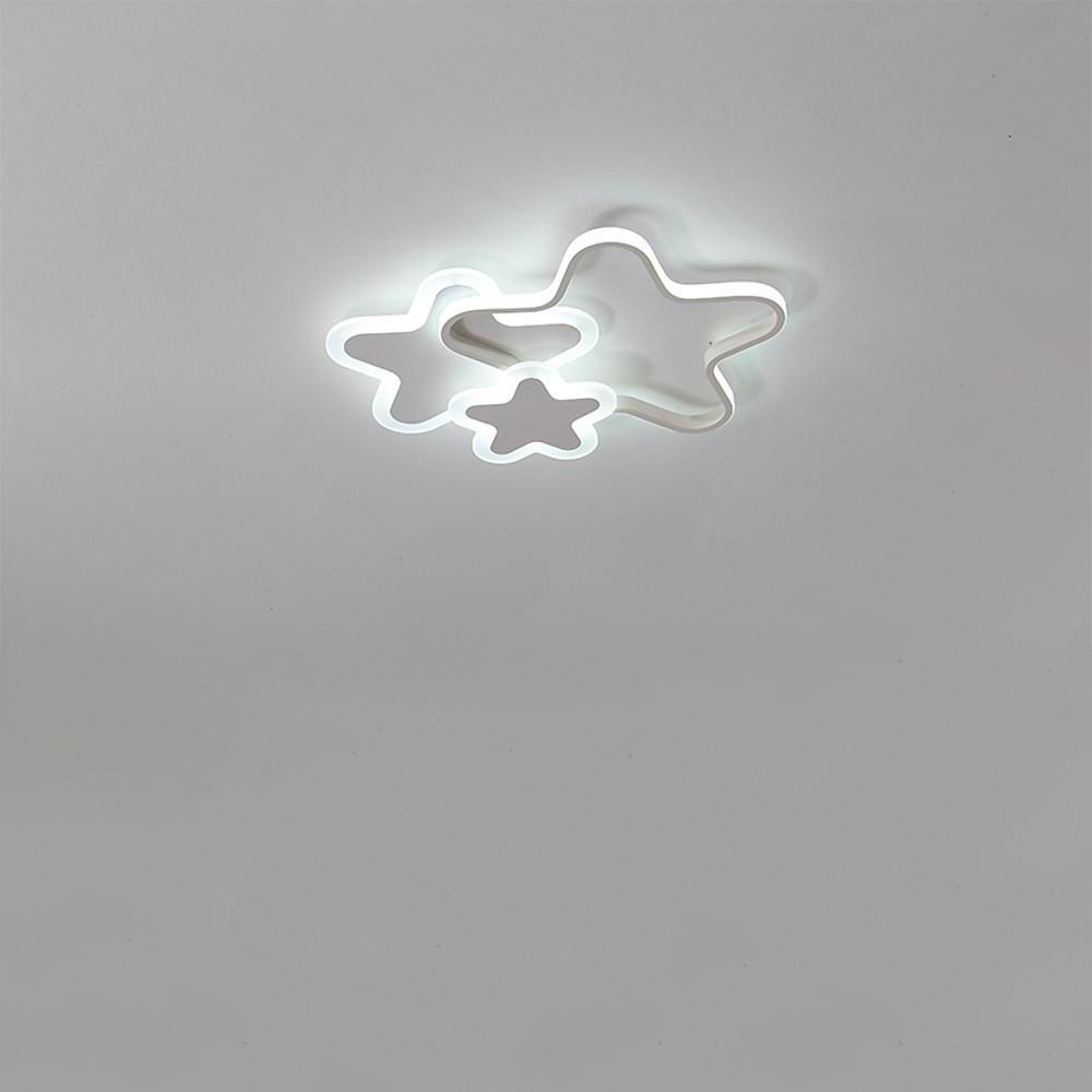Modern Triple Star LED Flush Mount Ceiling Light for Childrens Bedroom and Nursery Decor