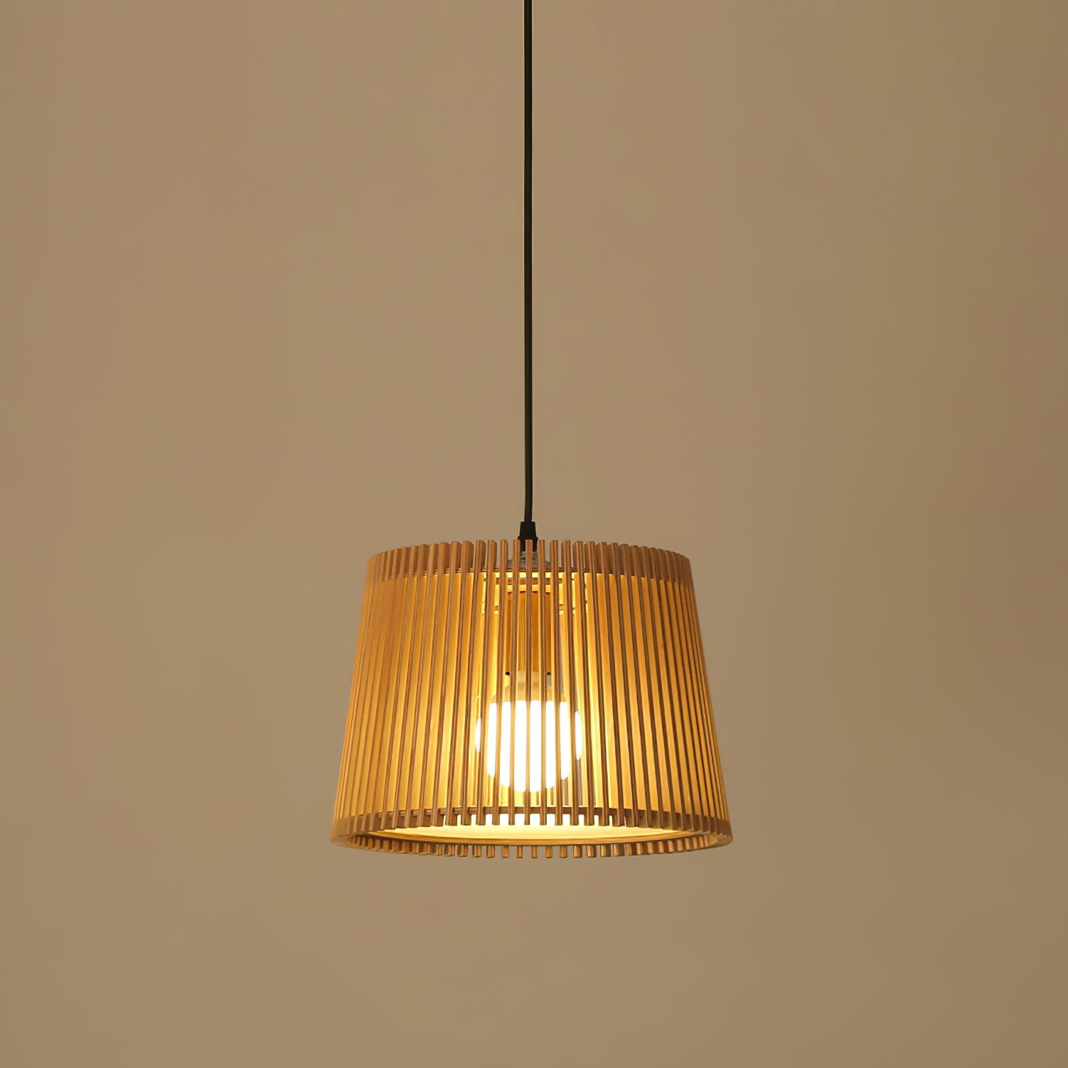 Samantha Wood Slat Pendant Light Natural Wooden Hanging Chandelier for Living Room and Dining Area