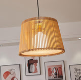 Samantha Wood Slat Pendant Light Natural Wooden Hanging Chandelier for Living Room and Dining Area